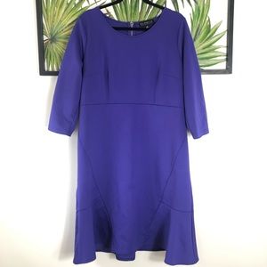 Eloquii flounce purple midi dress plus size